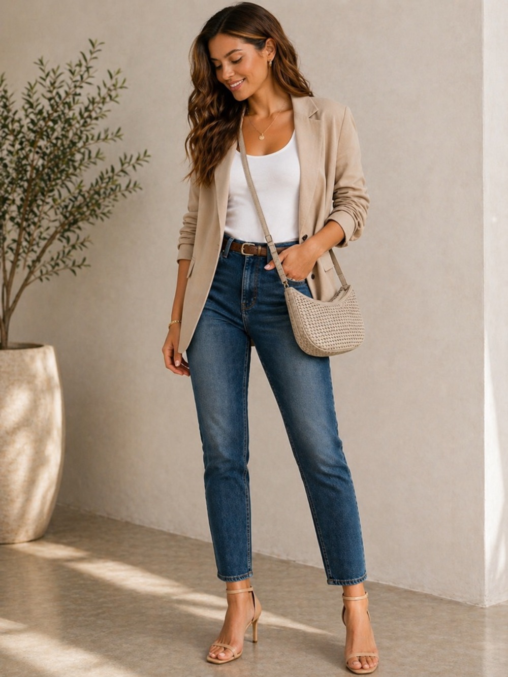 Bembien Mini Sling Bag in Cream Taupe